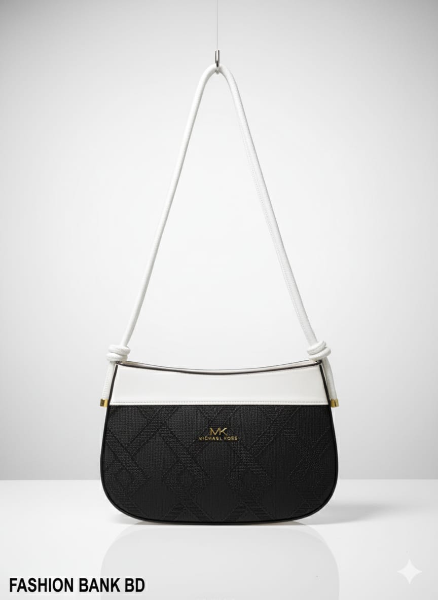 Elegant Ladies Shoulder Bag – Olive Green & White Stylish Handbag for Daily & Office Use