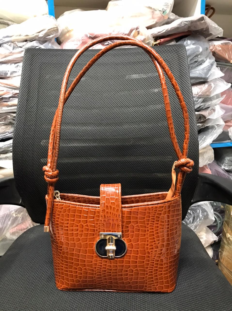 Premium Crocodile Texture Ladies Handbag | Stylish Shoulder & Hand Carry Bag